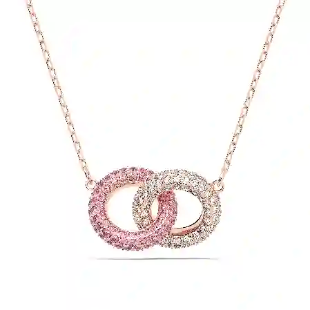 Resim Dextera Kolye, İç içe geçmiş daireler, Pembe, Pembe altın rengi kaplama