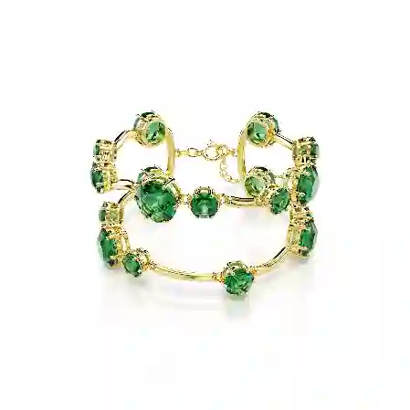 Resim Constella Bileklik, Karışık yuvarlak kesimler, Yeşil, Altın rengi kaplama