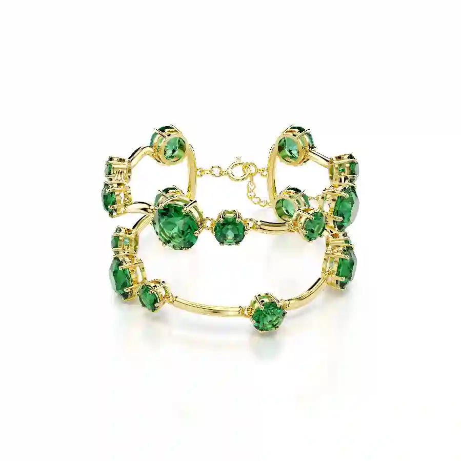 Resim Constella Bileklik, Karışık yuvarlak kesimler, Yeşil, Altın rengi kaplama