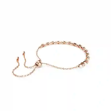 Resim Matrix Tennis bileklik, Kristal inci, Yuvarlak kesimler, Beyaz, Pembe altın rengi kaplama