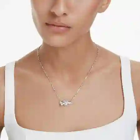 Resim Matrix Kolye, Baget kesim, Düğüm, Beyaz, Rodyum kaplama