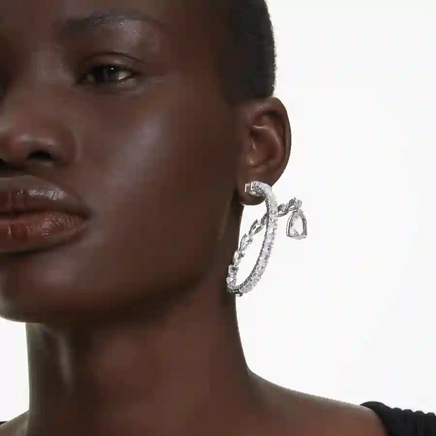 Resim Matrix halka küpeler, Karışık kesimler, Beyaz, Rodyum kaplama