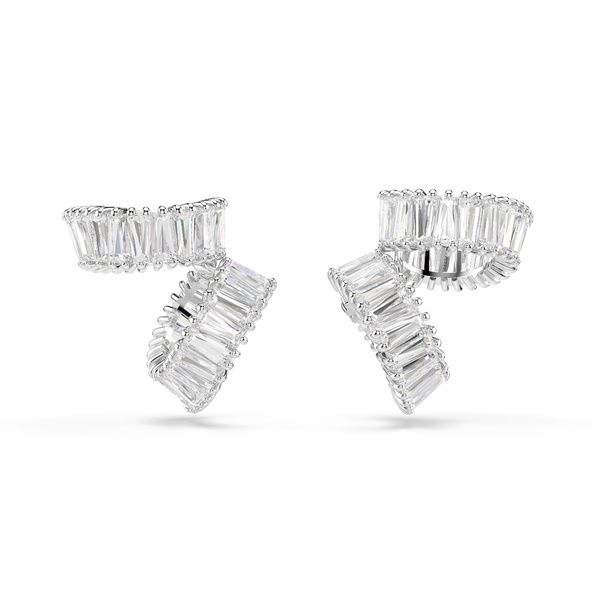 Resim Ariana Grande x Swarovski kelepçe küpe, Baget kesim, Beyaz, Rodyum kaplama