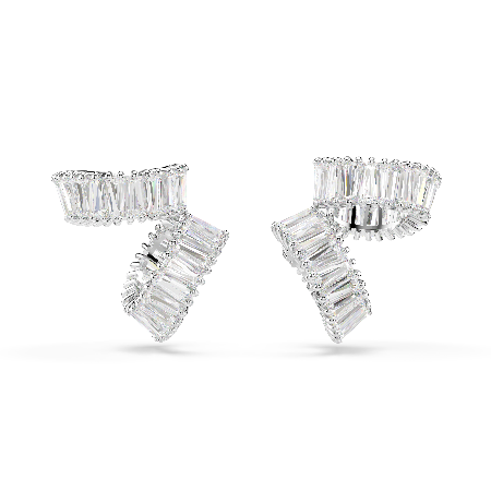 Resim Ariana Grande x Swarovski kelepçe küpe, Baget kesim, Beyaz, Rodyum kaplama