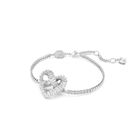 Resim Matrix Bileklik, Kalp, Beyaz, Rodyum kaplama