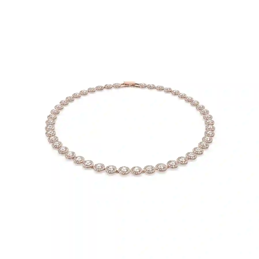 Resim Una Angelic Tennis kolye, Yuvarlak kesim, Orta, Beyaz, Pembe altın rengi kaplama