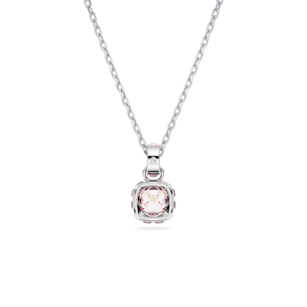 Resim Birthstone Kolye, Kare kesim, Haziran, Pembe, Rodyum kaplama