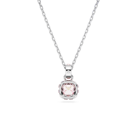 Resim Birthstone Kolye, Kare kesim, Haziran, Pembe, Rodyum kaplama