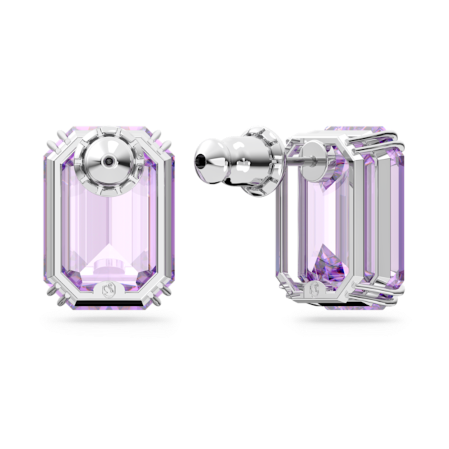 Resim Millenia düğme Küpeler, Sekizgen kesim, Mor, Rodyum kaplama