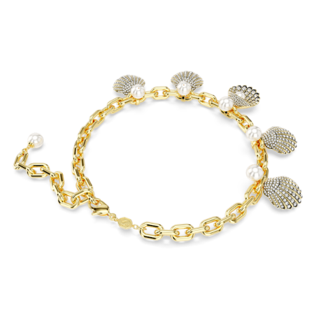 Resim Idyllia Kolye, Kristal inciler, Deniz Kabuğu, Beyaz, Altın rengi kaplama