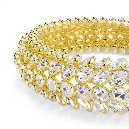 Resim Idyllia Bileklik, Oval kesim, Beyaz, Altın rengi kaplama