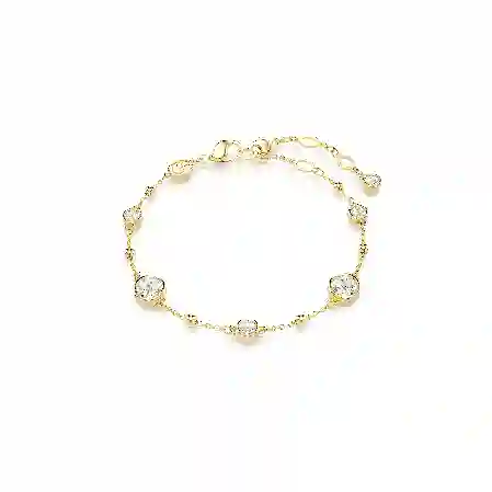 Resim Imber Bileklik, Yuvarlak kesim, Serpiştirilmiş tasarım, Beyaz, Altın rengi kaplama