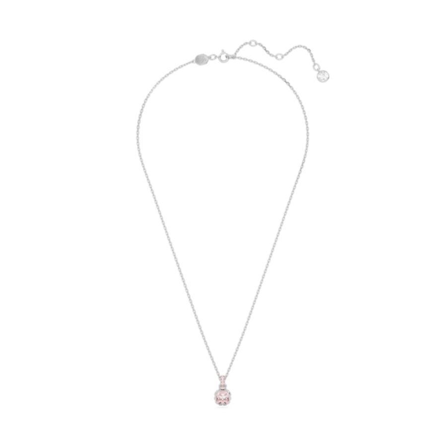 Resim Birthstone Kolye, Kare kesim, Haziran, Pembe, Rodyum kaplama