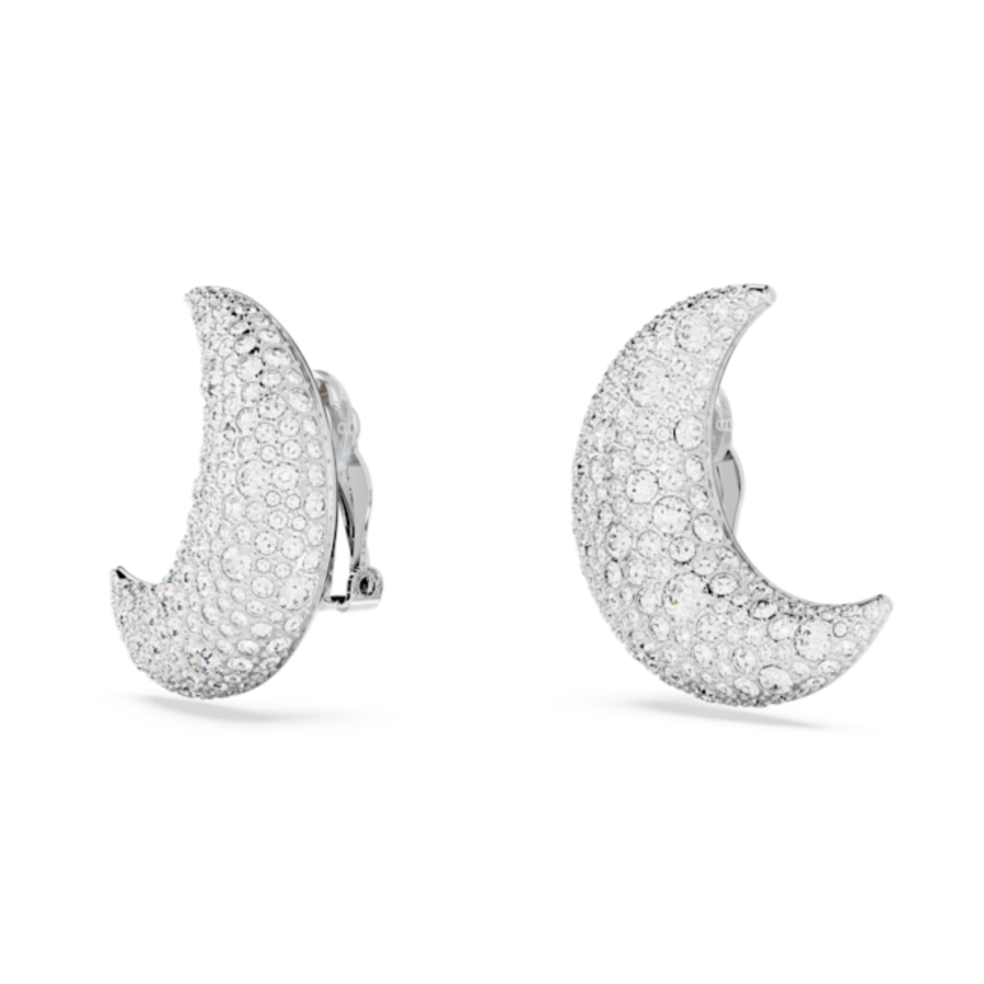 Resim Luna Klipsli Küpeler, Ay, Beyaz, Rodyum kaplama