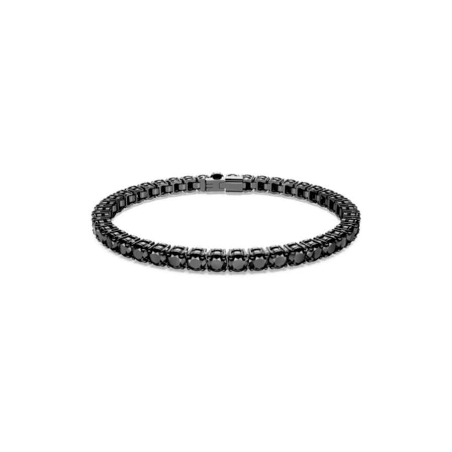 Resim Matrix Tennis Bileklik, Yuvarlak kesim, Siyah, Rutenyum kaplama