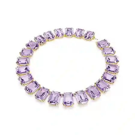 Resim Millenia Tennis kolye, Büyük kristaller, Sekizgen kesim, Mor, Altın rengi kaplama