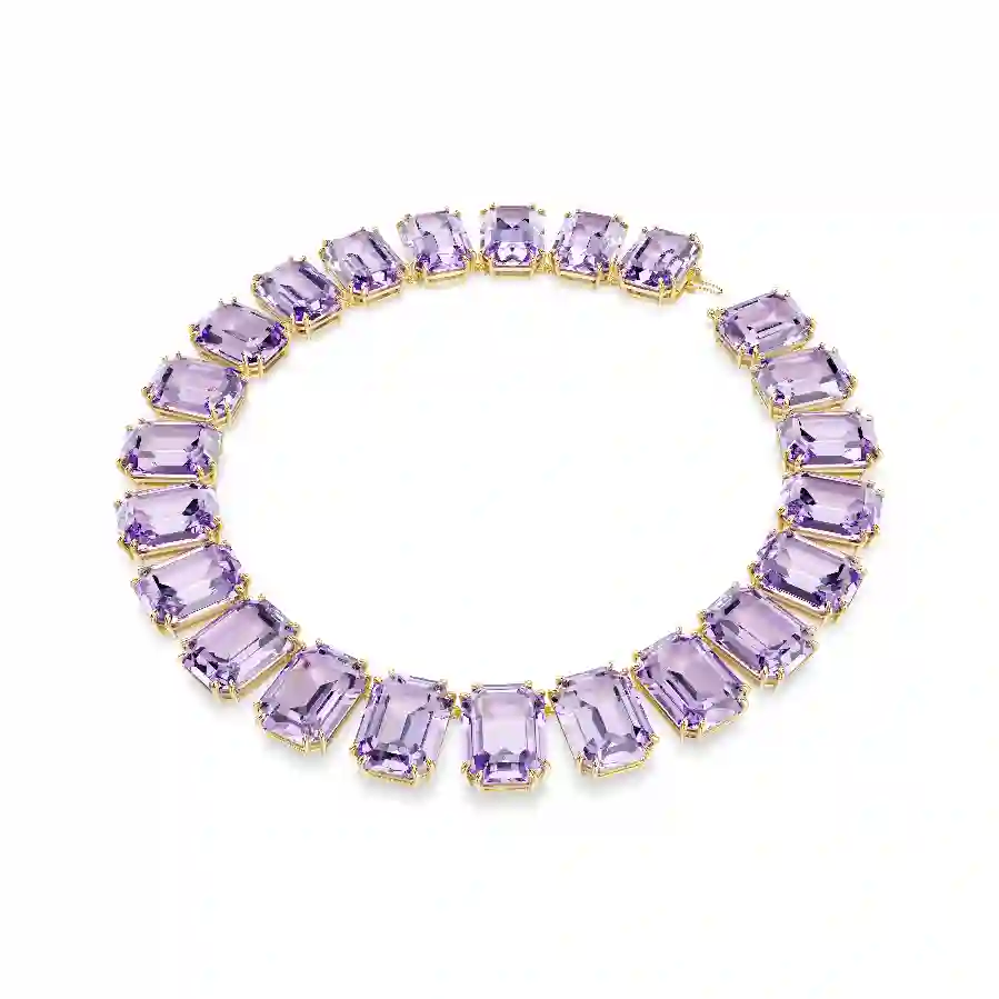 Resim Millenia Tennis kolye, Büyük kristaller, Sekizgen kesim, Mor, Altın rengi kaplama