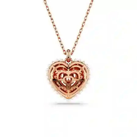 Resim Hyperbola Kolye, Kristal inci, Kalp, Beyaz, Pembe altın rengi kaplama