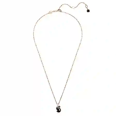 Resim Swan Kolye, Kuğu, Küçük, Siyah, Pembe altın rengi kaplama