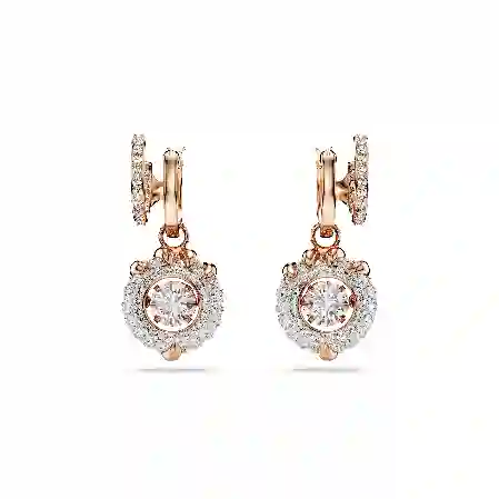 Resim Dragon & Phoenix damla küpeler, Ejderha pençesi, Beyaz, Pembe altın rengi kaplama