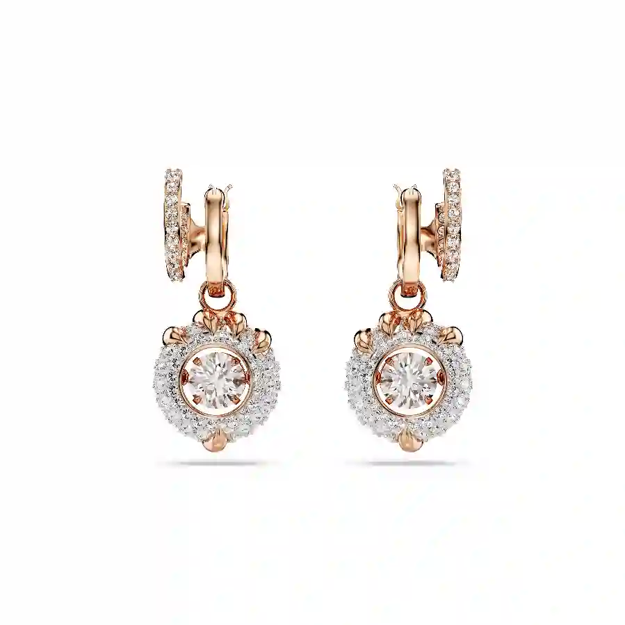 Resim Dragon & Phoenix damla küpeler, Ejderha pençesi, Beyaz, Pembe altın rengi kaplama