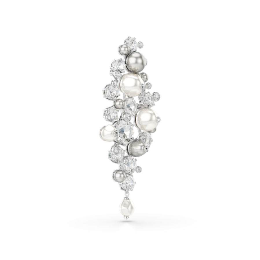 Resim Constella Broş, Kristal inci, Yuvarlak kesim, Beyaz, Rodyum kaplama