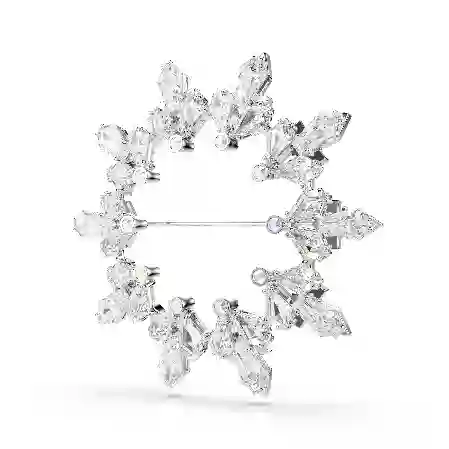 Resim Idyllia Broş, Karışık kesimler, Kar tanesi, Beyaz, Rodyum kaplama