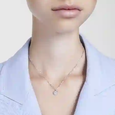 Resim Meteora Katlı Kolye, Beyaz, Rodyum kaplama