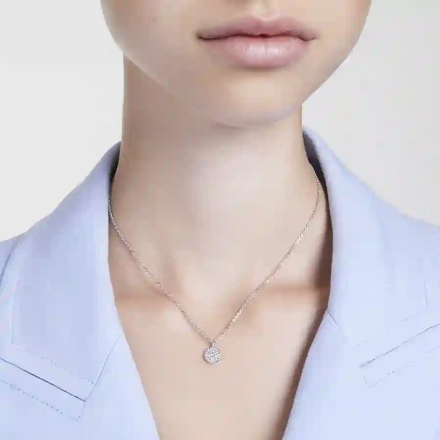 Resim Meteora Katlı Kolye, Beyaz, Rodyum kaplama