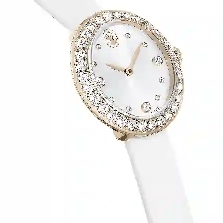 Resim Matrix Tennis Saat, İsviçre Üretimi, Deri kayış, Beyaz, Şampanya altın rengi yüzey