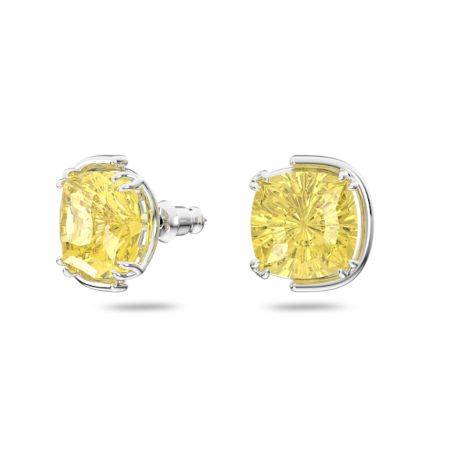 Resim Harmonia düğme Küpeler, Yastık kesim, Sarı, Rodyum kaplama