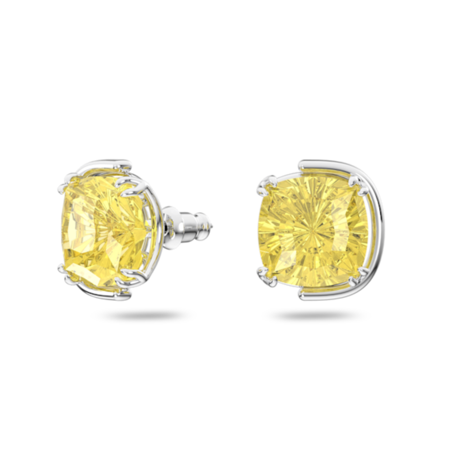 Resim Harmonia düğme Küpeler, Yastık kesim, Sarı, Rodyum kaplama