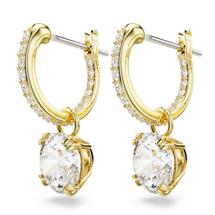 Resim Constella damla küpeler, Yuvarlak kesim, Beyaz, Altın rengi kaplama