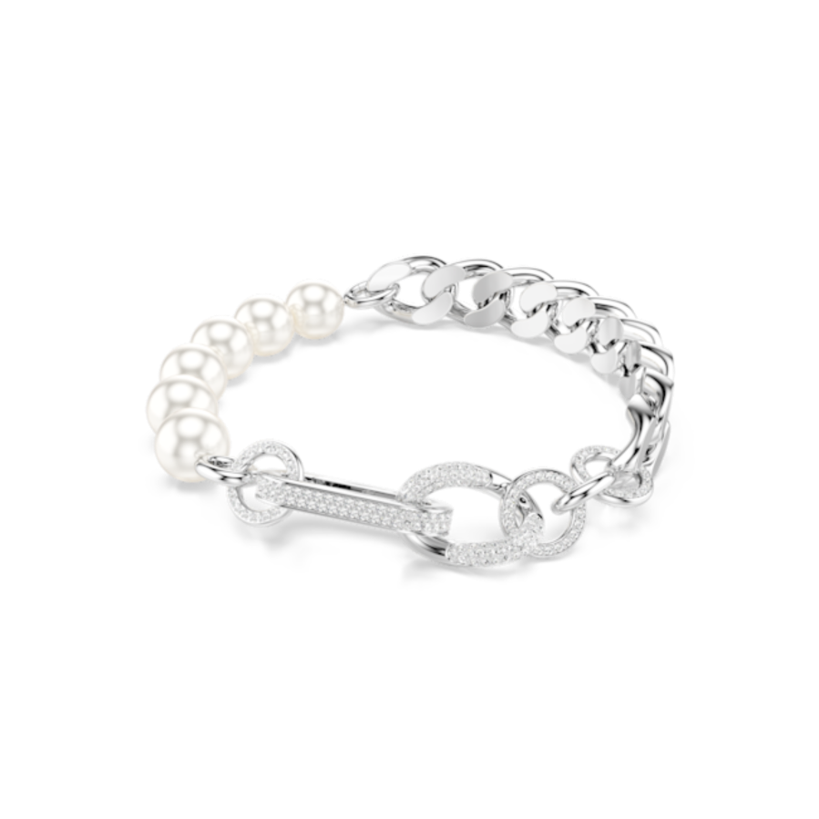 Resim Dextera Bileklik, Kristal inci, Karışık bağlantılar, Beyaz, Rodyum kaplama