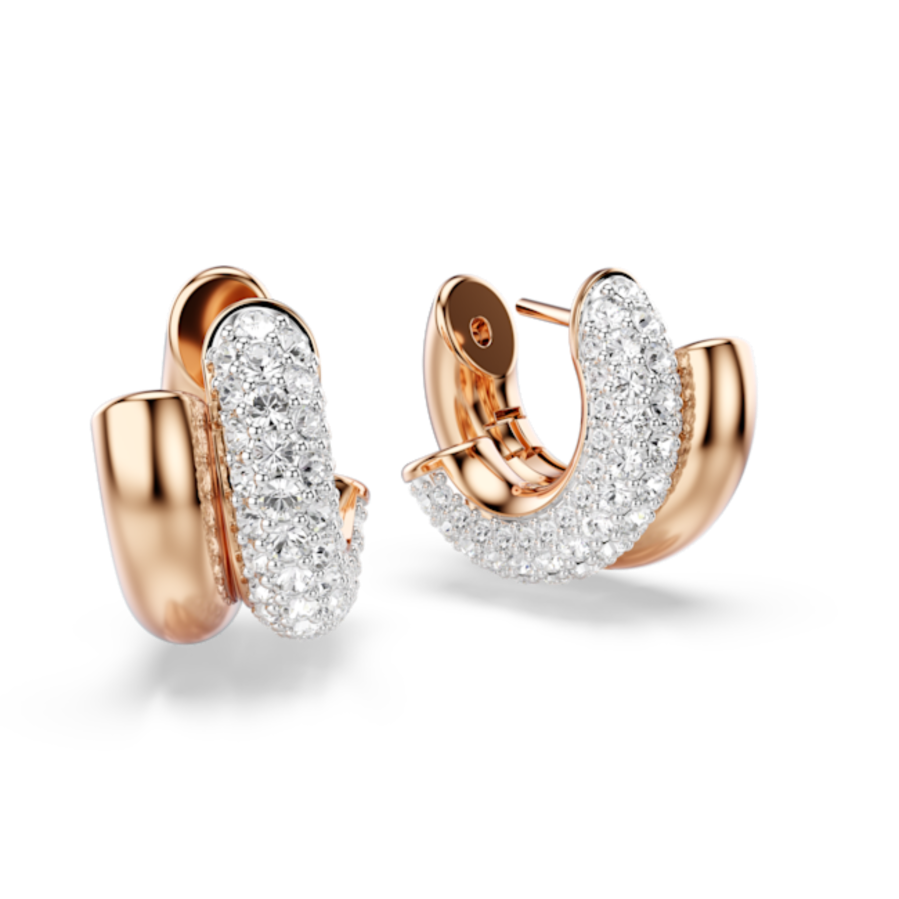 Resim Dextera halka küpeler, Yuvarlak kesim, Mini, Beyaz, Pembe altın rengi kaplama