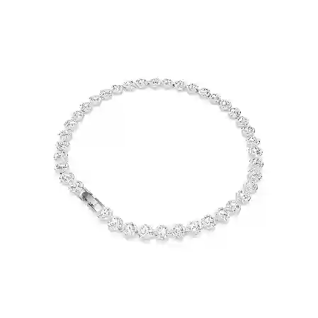 Resim Tennis kolye, Yuvarlak kesim, Beyaz, Rodyum kaplama