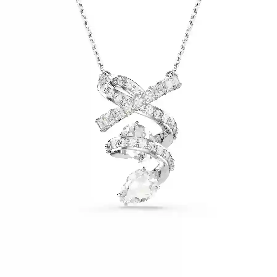 Resim Hyperbola Kolye, Karışık kesimler, Beyaz, Rodyum kaplama