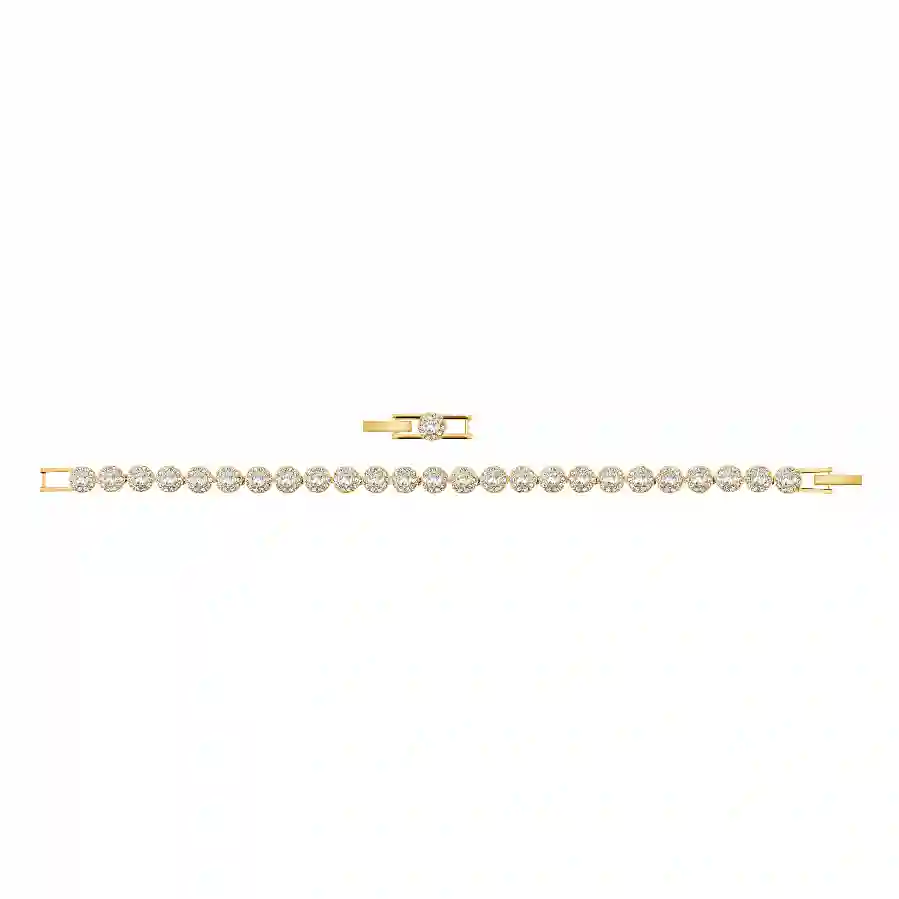 Resim Angelic Tennis bileklik, Yuvarlak kesim, Pavé, Orta, Beyaz, Altın rengi kaplama