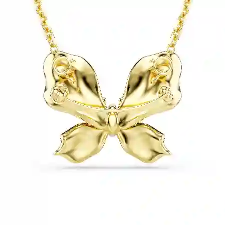 Resim Idyllia Kolye ve broş, Karışık kesimler, Pavé, Kelebek, Çok renkli, Altın rengi kaplama