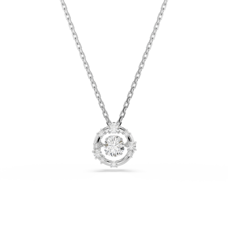 Resim Constella Kolye, Yuvarlak kesim, Dancing stone, Beyaz, Rodyum kaplama