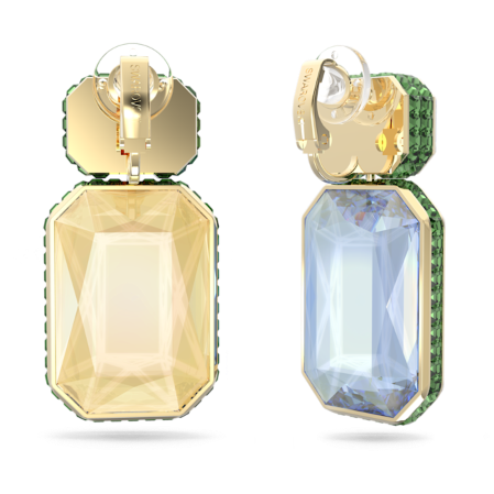 Resim Chroma Klipsli Küpeler, Asimetrik tasarım, Sekizgen kesim, Çok renkli, Altın rengi kaplama