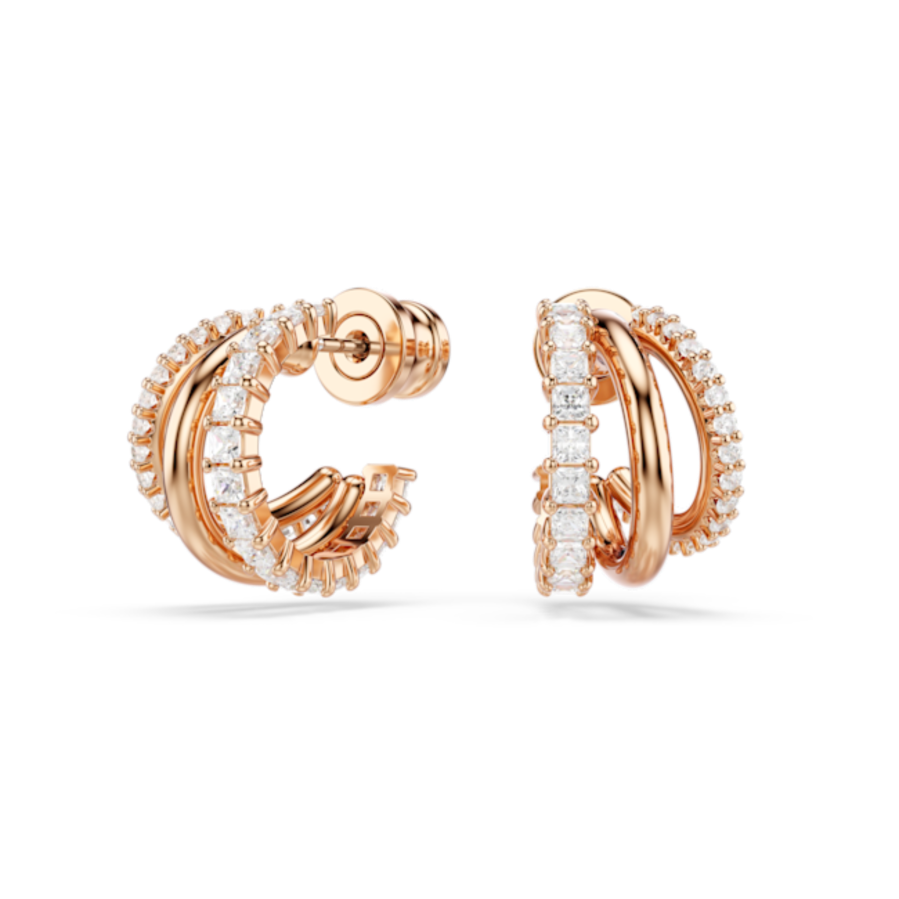 Resim Hyperbola halka küpeler, Karışık kesimler, Mini, Beyaz, Pembe altın rengi kaplama