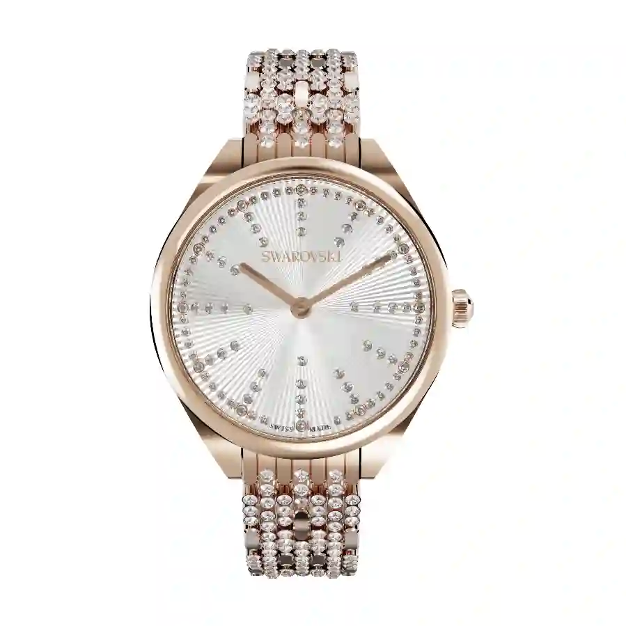 Resim Attract Saat, İsviçre üretimi, Pavé, Metal bileklik, Rose Altın tonu, Pembe altın rengi yüzey