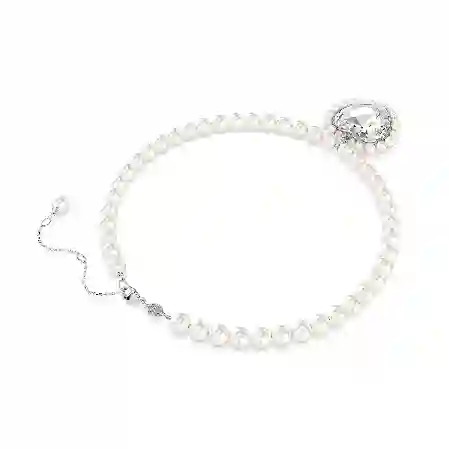 Resim Ariana Grande x Swarovski Kolye, Kristal inci, Kalp kesim, Kalp, Beyaz, Rodyum kaplama