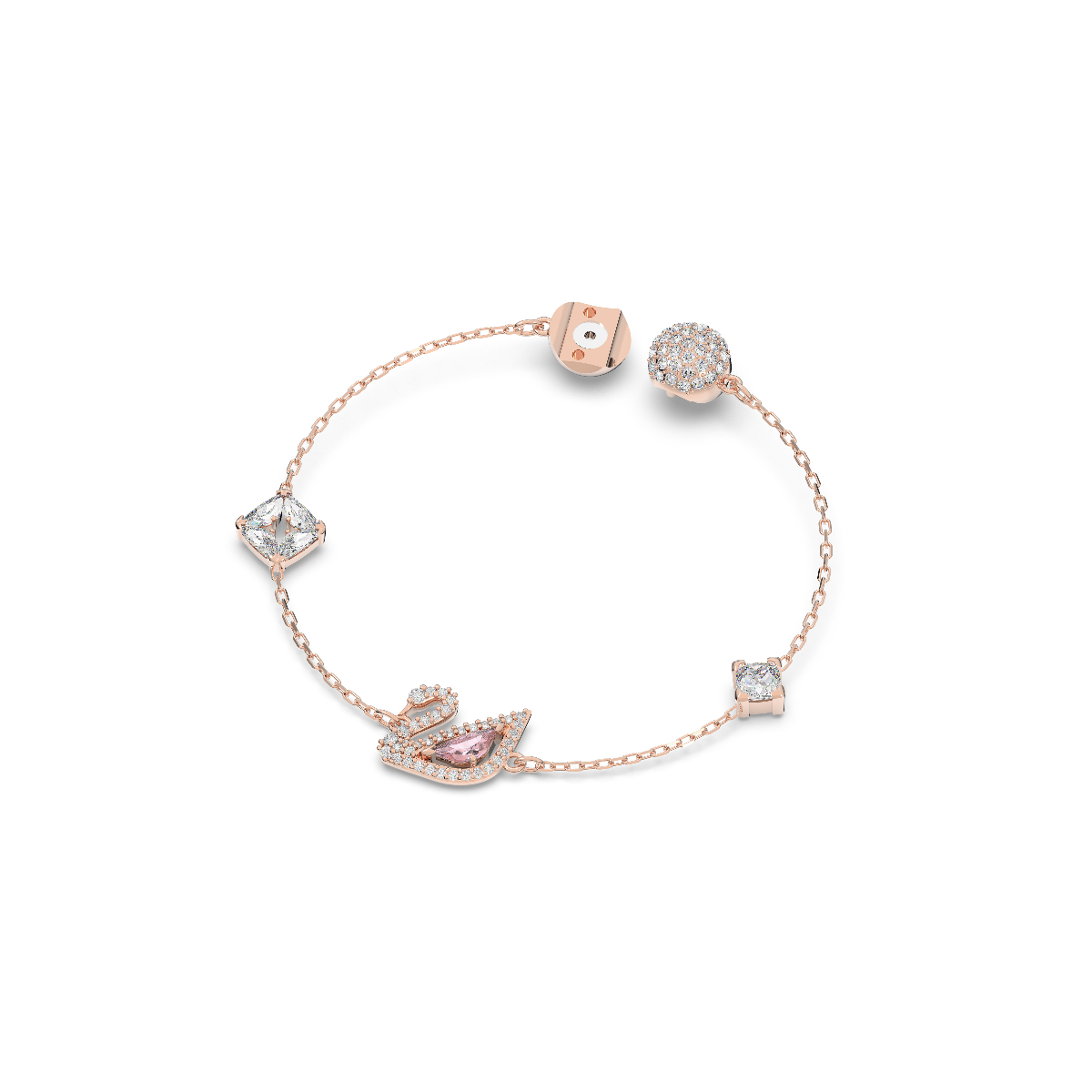 Resim Dazzling Swan Bileklik, Mıknatıslı kapama mekanizması, Kuğu, Pembe, Pembe altın rengi kaplama