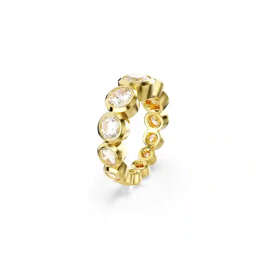 Resim Imber Yüzük, Karışık yuvarlak kesimler, Beyaz, Altın rengi kaplama