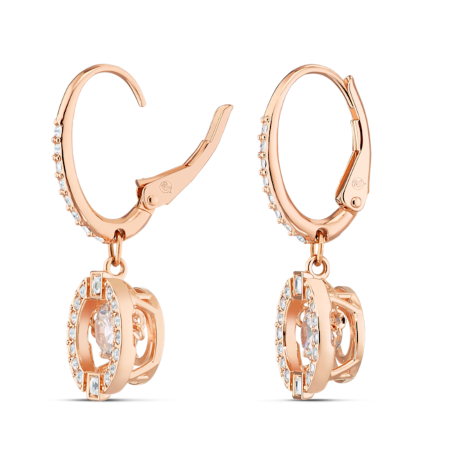 Resim Swarovski Sparkling Dance damla küpeler, Yuvarlak kesim, Beyaz, Pembe altın rengi kaplama