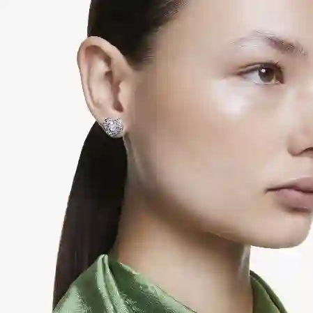 Resim Idyllia düğme Küpeler, Kalp, Mavi, Rodyum kaplama