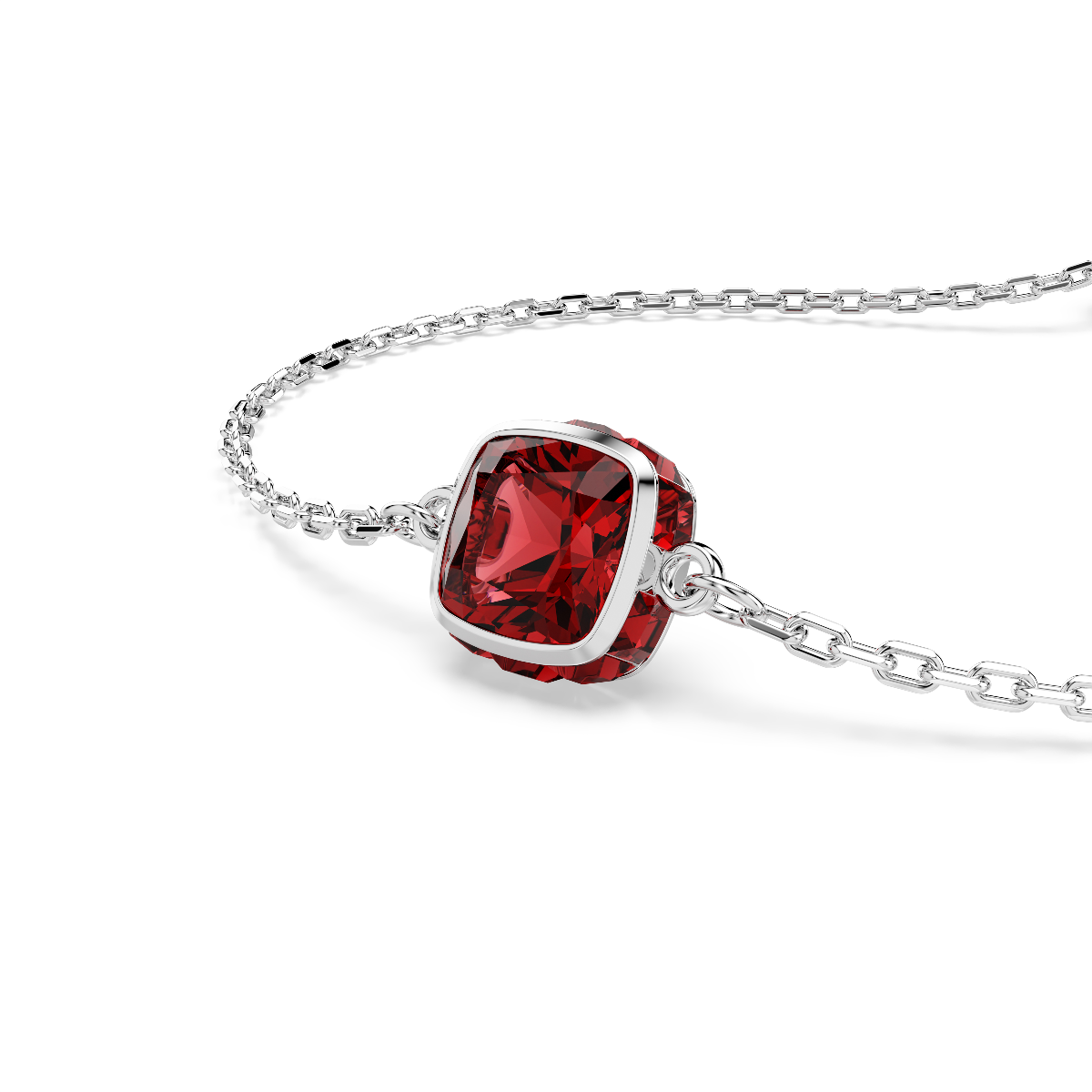 Resim Birthstone Bileklik, Kare kesim, Ocak, Kırmızı, Rodyum kaplama