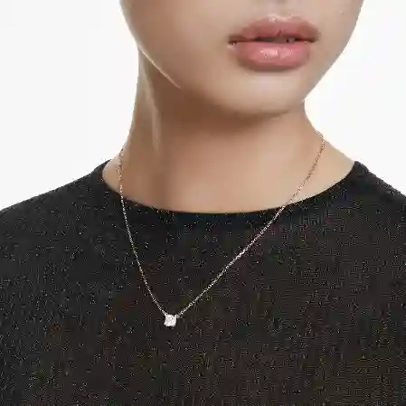 Resim Stilla Attract Kolye, Kare kesim, Beyaz, Pembe altın rengi kaplama